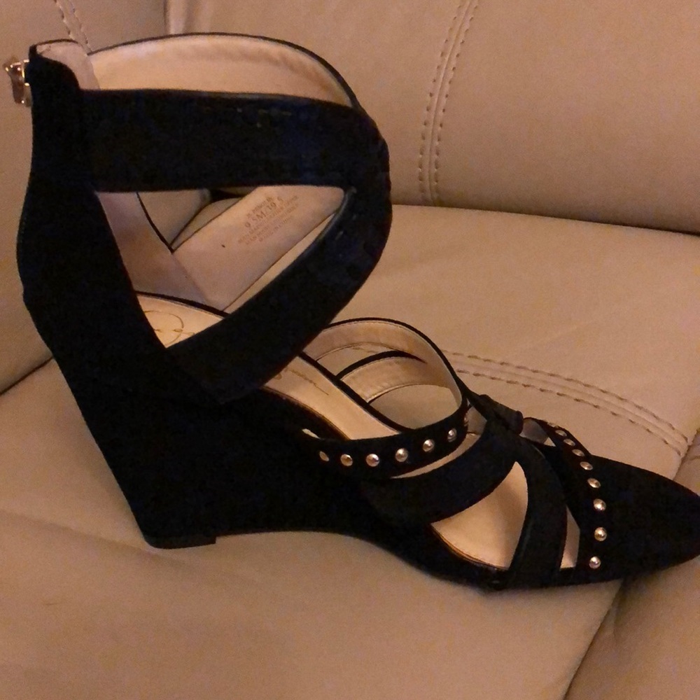 Jessica Simpson Zenobia Criss Cross Studded wedge